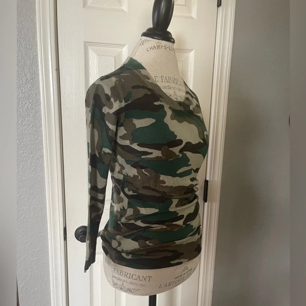 J Crew Camouflage 3/4 Sleeve Sweater Size XS
